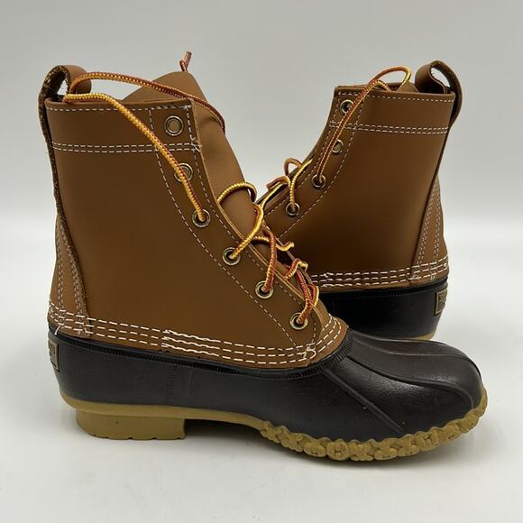 L.L. BEAN DUCK 8” WOMEN SIZE 6 BROWN TAN BOOT MADE IN USAT - Picture 4 of 9